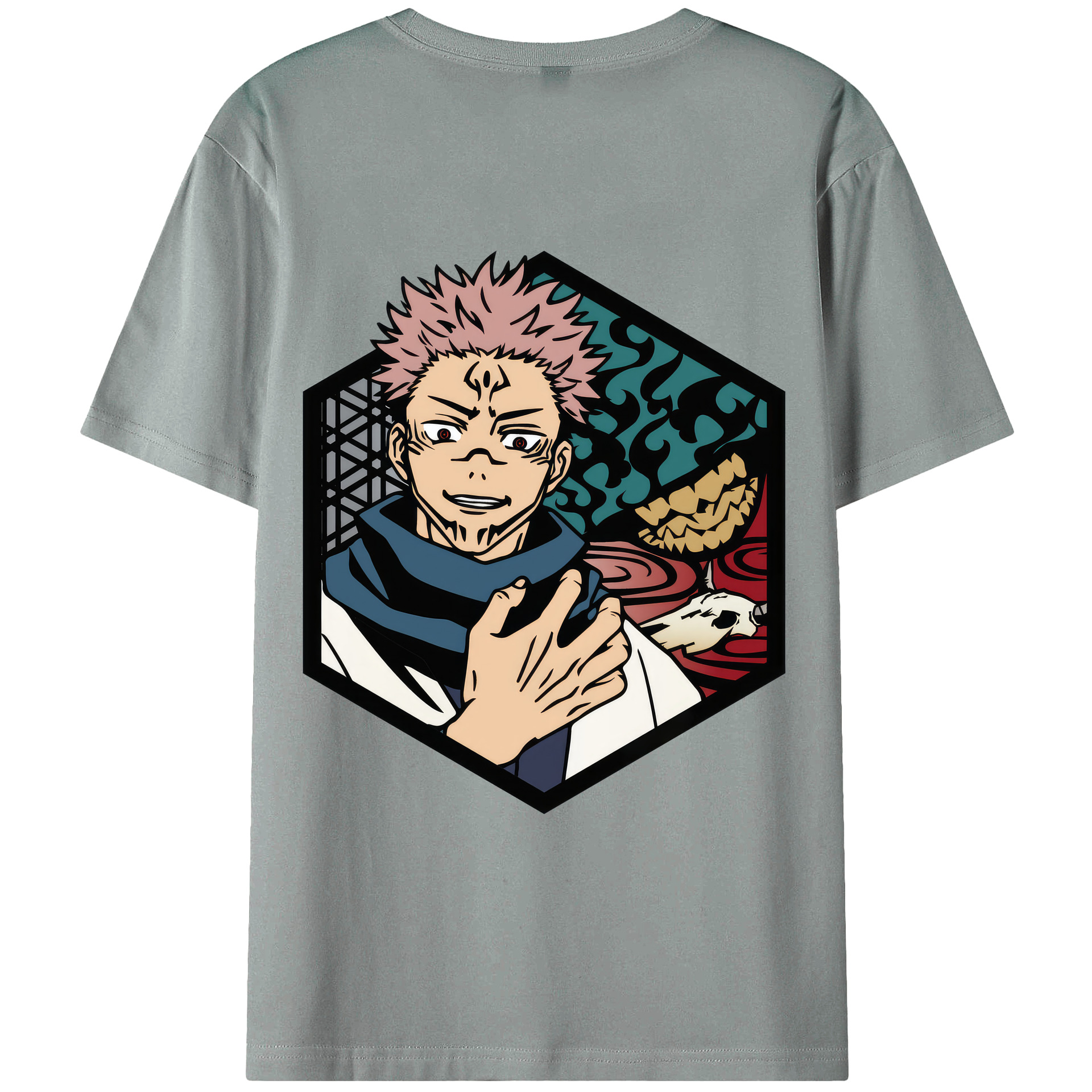 （画像用） 呪術廻戦 Jujutsu Kaisen 綿100％ メンズ半袖Tシャツ（バックプリント） 通気性